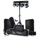 Pack sono bm sonic ampli 1000w, paire d'enceintes passives 2x300w, table de mixage, portique 4 lumires ...