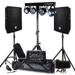 Pack sono bm sonic ampli 1000w, paire d'enceintes passives 2x400w, table de mixage, portique 4 lumires ...