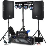 Pack sono bm sonic ampli 2000w, enceintes passives 2x700w, pieds, table de mixage, portiques 8 lumi�res ...