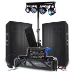 Pack sono bm sonic : ampli 2000w, paire d'enceintes passives 2x700w, table de mixage, portique 8 lumi�res ...