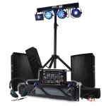 Pack sono bm sonic amplificateur 1000w, paire d'enceintes 2x300w, table de mixage, portique + 48 effets ...