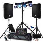 Pack sono bm sonic amplificateur 1000w, paire d'enceintes 2x300w, table de mixage, portique + 48 effets ...