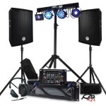Pack sono bm sonic amplificateur 1000w, paire d'enceintes 2x300w, table de mixage, portique + 48 effets ...