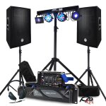 Pack sono bm sonic amplificateur 2000w, paire d'enceintes 2x600w, table de mixage, portique + 48 effets ...