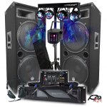 Pack sono bm sonic amplificateur 4000w, enceintes boomers 38cm, 2x2000w, table de mixage bluetooth, portiques ...
