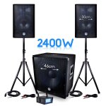 Pack sono bms - 1812 2400w sub 46cm - 2 enceintes 30cm + c�bles + mini ledstrobe lytor