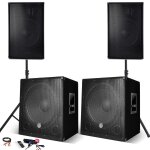 Pack sono complet 2800w, 2 enceintes, 2 subwoofers usb / bluetooth cable pc + pieds, prestations sono ... Pack sono complet 2800w, 2 enceintes, 2 subwoofers usb / bluetooth cable pc + pieds, prestations sono ...