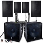 Pack sono complet 4800w, 4 enceintes, 2 sub 18 / 46cm - usb / bluetooth / pc / systeme microphones uhf ... Pack sono complet 4800w, 4 enceintes, 2 sub 18 / 46cm - usb / bluetooth / pc / systeme microphones uhf ...