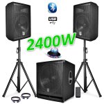 Pack sono complet bms1812 usb / bluetooth 2400w sub 18 + 2 enceintes 12 + pieds + câbles + tél + roundiams ... Pack sono complet bms1812 usb / bluetooth 2400w sub 18 + 2 enceintes 12 + pieds + câbles + tél + roundiams ...