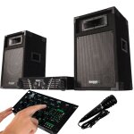 Pack sono complet ibiza dj300 480w + table de mixage bluetooth + 2 hp + micro + cl� usb 32gigas