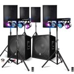 Pack sono complet mariage f�te 4400w, 4 enceintes, 2 subs usb / bluetooth cable pc, prestations sono ...
