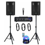 Pack sono complet mcgrey bp - 210 - haut - parleurs 10 , supports, table de mixage bluetooth usb, cblages, ...