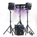 Pack sono dj 1000w complet bm sonic enceintes + sub 31cm usb / bluetooth, c�bles, portique eclairage ...