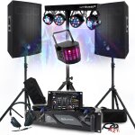Pack sono dj 3400w ampli 2000w, enceintes 2x700w, pieds, table de mixage, portiques 8 lights xperformer ...
