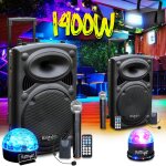 Pack sono dj actif amplifi� sur batterie 1400w ibiza sound port - 12vhf mariage karaok� anniversaire, ...