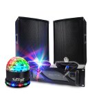 Pack sono dj animations bm sonic amplificateur 1000w, paire d'enceintes passives bms08 2x300w, c�bles, ...