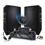 Pack sono dj bm sonic ampli 2000w, enceintes 2x600w, table de mixage, casque c�bles micro, led, f�te ...