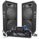 Pack sono dj bm sonic ampli 4000w, paire d'enceintes passives lsc215 2x2000w, table de mix, casque, c�bles, ...
