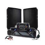 Pack sono dj bm sonic amplificateur 1000w, paire d'enceintes passives 2x300w, table de mixage, casque ...