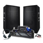 Pack sono dj bm sonic amplificateur 2000w, paire d'enceintes 2x600w, table de mixage, casque dj, c�bles ...