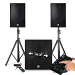 Pack sono dj bm sonic bms - 1815 - 2700w enceintes 15  caisson / sub 18  + pieds - usb / bluetooth - ...