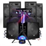 Pack sono dj bm sonic mega basses caissons bi - amplifi� 18  2x1200w 4 hp 4x2000w - portique eclairage ...