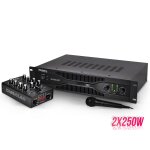 Pack sono dj karaoke ibiza dj350led ampli st�r�o 2x250w + table de mixage 2 canaux usb / bluetooth + ...