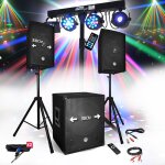 Pack sono dj party bm sonic bms - 1512 usb bluetooth 2 enceintes + sub + pack light euphoria pour mariages, ...