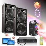 Pack sono enceintes 2 x 1000w ibiza sound - ampli 2x800w - machine fume led foggy - astro - liquide ...