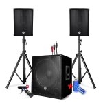 Pack sono enceinte + caisson de basses usb bluetooth + pieds + cables hp et pc offerts - pa dj sono mix ...