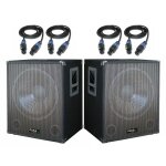 Pack sono ibiza - 2 caissons de basses actifs sub15a 2x800w - 4 cbles speakon hauts parleurs - dj fte ...