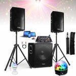 Pack sono ibiza sound 2000w - caisson 800w - 2 enceintes 600w - table de mixage dj21usb - 2 jeux de lumire ...