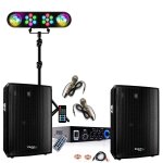 Pack sono karaoke ampli stro bluetooth usb sd ltc mfa1200usb - bt - bl 2x50w - 2 enceintes ibiza 2x300w ...
