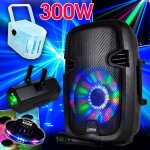 Pack sono karaok� party8 300w + jeux de lumiere effet ovni + 1 derby rgb + 1 gobo flower
