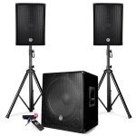 Pack sonorisation 2200w - enceintes + caisson + pieds - usb / bluetooth - bm sonic bms1512