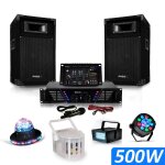 Pack sonorisation 500w ampli + enceintes + table de mixage usb + 4 jeux de lumires led
