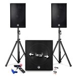 Pack sonorisation - bm sonic bms - 1815 - 2700w - enceintes dj 15  + caisson 18  + pieds - usb / bluetooth ...