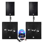 Pack sonorisation - bm sonic bms - 181815 - 3400w - enceintes dj 15  + 2 caissons 18  + pieds - usb / ...