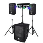 Pack sonorisation bms1208, caisson bi - amplifi 600w, usb bluetooth, 30cm, satellites, cbles, portique ...
