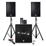 Pack sonorisation complet - bms - 1815 - 2600w - enceintes 15  + caisson 18  + pieds - table de mixage ...