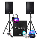 Pack sonorisation dj prestations bm sonic 2700w - enceintes dj 15  + caisson 18  + pieds - usb / bluetooth ...