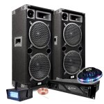 Pack sonorisation ibiza sound star 210, amplificateur bm sonic 2000w total - 2 boomers 25cm, dj fte ...