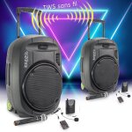 Paire d'enceinte active ibiza sound port15vhf - mkii - tws, portable autonome 15  - 1600w usb / mp3 / ...