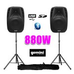 Paire d'enceintes amplifiées boomer 10 880w + pied Paire d'enceintes amplifiées boomer 10 880w + pied