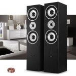 Paire d'enceintes hifi / home - cin�ma salon maison sourround noir 2x500w ltc l766 - bk + 15m de c�bles ...