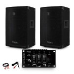 Paire d'enceinte sono passive ibiza disco10b trapezoidale 10  1000w bassreflex + table de mix + c�ble ...
