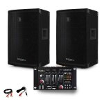 Paire d'enceinte sono passive ibiza disco10b trapezoidale 10  1000w bassreflex + table de mix usb + c�ble ...