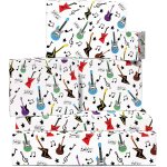 Papier cadeau - musique, guitare - papier cadeau anniversaire garon - (6x) feuilles cadeau - pour homme ...