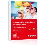 Papier photo a3 brillant double face 220g 60 feuilles pour imprimante a jet d'encre