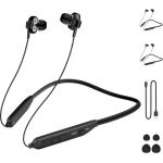 [paquet de 2] bi2 ecouteurs bluetooth tour de cou, bluetooth oreillette sans fil magnetique, ecouteurs ...